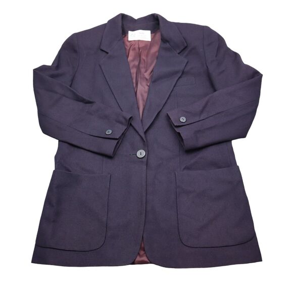 Casual Jacket Womens 8 Black Long Sleeve Collar Single Button Pocket Blazer - Picture 1 of 16